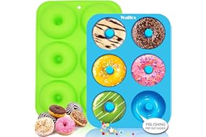 Walfos Silicone Donut Mold - Non-Stick Silicone Doughnut Pan Set, Just Pop Out! Heat Resistant Up to 450°F, Make Perfect Donu