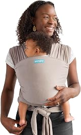 Moby Elements Taupe Baby Wrap Carrier Newborn to Toddler 16.5ft view 5