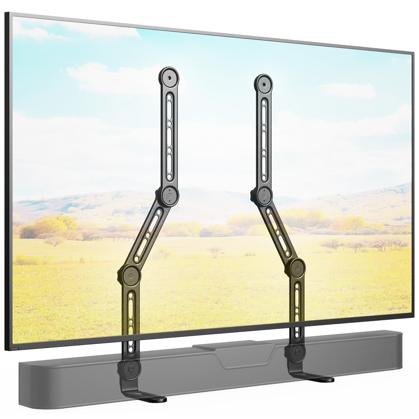 IMtKotW Soundbar Mount Bracket for Mounting Under or Above TV, Fits Most Sound Bars Up to 33 Lbs, for Max 90'' TV, with 3 Extension Arms and 1 L-Brackets, Universal Sound Bar Mount No Drill