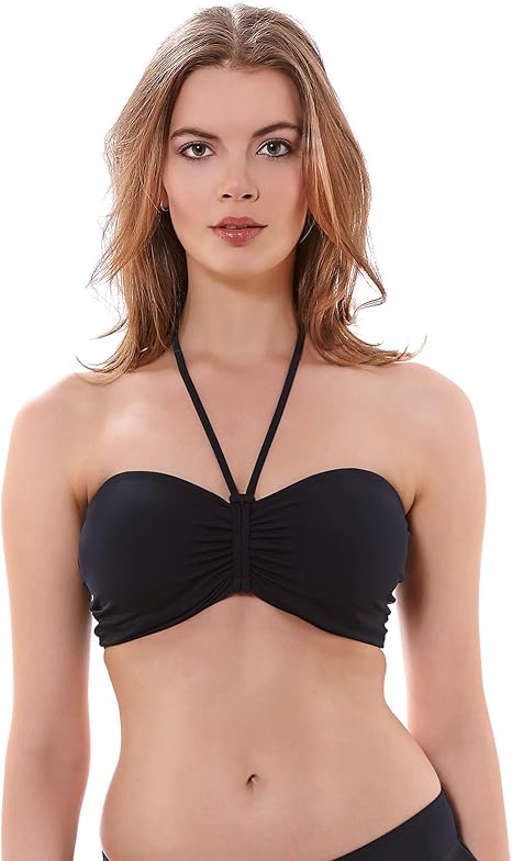 black padded bandeau bikini top