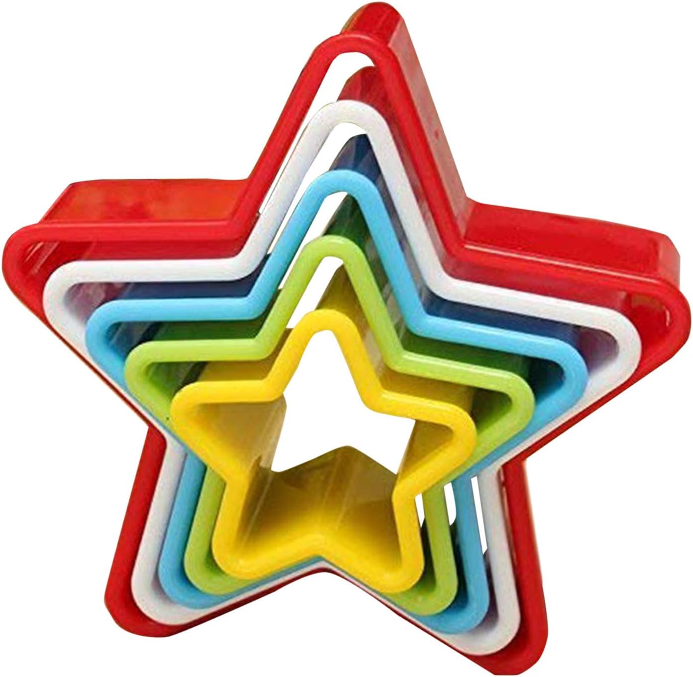 Cookstyle Nested Star Shaped Plastic Cookie Cutters, 5 Pieces, Random Colors