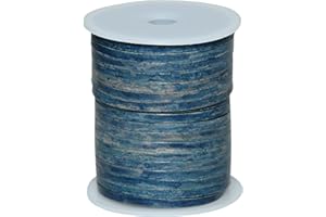 Autentico Leather Flat String Cord for Making Necklace, Bracelets and Jewellery, Genuine Cowhide Leather Strap Braided Cord for Shoe Laces and DIY Crafts (Antique Blue Distressed, 3mm 20 Meters)