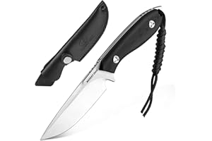 Mossy Oak 8.75 Inch Fixed Blade Knife with Leather Sheath, Full Tang Outdoor Camping Knife, G10 Handle for Bushcraft, Survival, Camping, Hiking