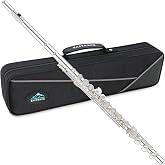 EASTROCK 17 Open Hole Flute with Offset G, Silver Plating 17 Key Flute for Professional with B Foot Joint, Split E Mechanism