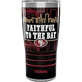 Tervis Traveler NFL San Francisco 49ers - Faithful to the Bay Slogan Triple Walled Insulated Tumbler Travel Cup Keeps Drinks Cold & Hot, 20oz, Stainless Steel