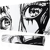 DOTTICO XL Anime Eyes Mouse Pad – Large Manga Girl Desk Mat 31.5x11.8 – Non-Slip, Water-Resistant, Stitched Edges – Aesthetic Japanese Gaming Mat