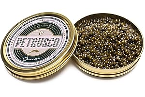 PETRUSCO River Beluga Hybrid Caviar | Delicious and Premium Black Caviar | Gourmet Seafood in a 50 g (1.7 oz) Metal Tin, Beluga Caviar Sourced From Sturgeon Fish, Fine Dining Staple