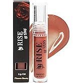 Rise & Slay Lip Glow Oil for Soft & Shiny Lips, Nourishing Care with Hyaluronic Acid, Jojoba & Castor Oil, Vitamin E, Sheer - Nude Glow, Hydrating Lip Treatment, Summer Lips (Bare Glow, 4.5 ml)