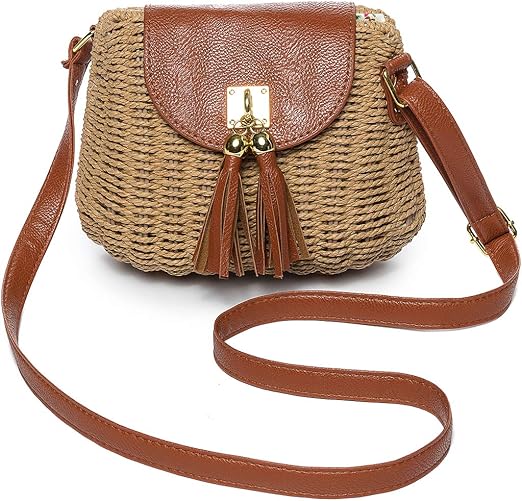 Women Straw Bags, JOSEKO Tassel Handmade Rattan Woven Handbag Summer