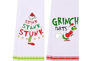 LXOMILL Funny Christmas Hand Towels, Cute Christmas Bathroom Kitchen Towels, Grin-ch Christmas Decorations, Housewarming Gift, Host Hostess Gift