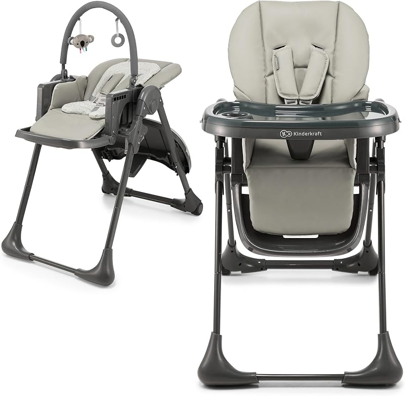Kinderkraft Tummie 2-in-1 High Chair & Bouncer Grey