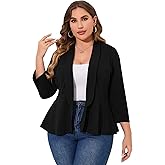 KOJOOIN Women Plus Size Casual Blazer Open Front Long Sleeve Work Office Cardigan Jackets