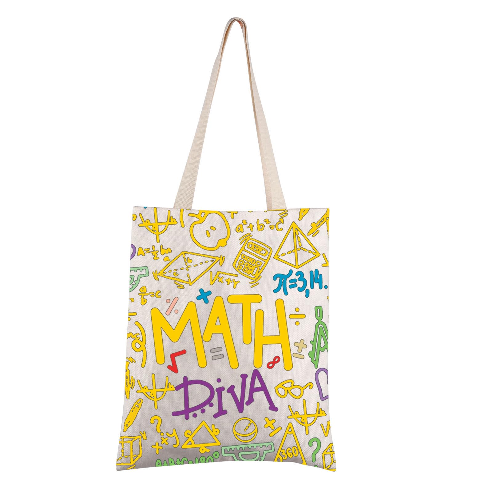 FEELMEM Math Diva Gift Math Geek Gift Math Diva Mathematical Canvas Tote Bag Math Teacher Gifts Math Lover Book Bag Math Gifts