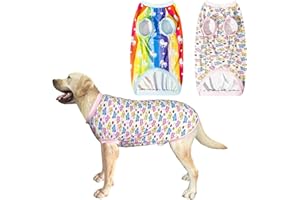 PriPre 2 Pack Rainbow Unicorn with Colorful Butterfly Cute Prints Dog Vest T-Shirt for Large Dog (2XL,UnicornButterfly)