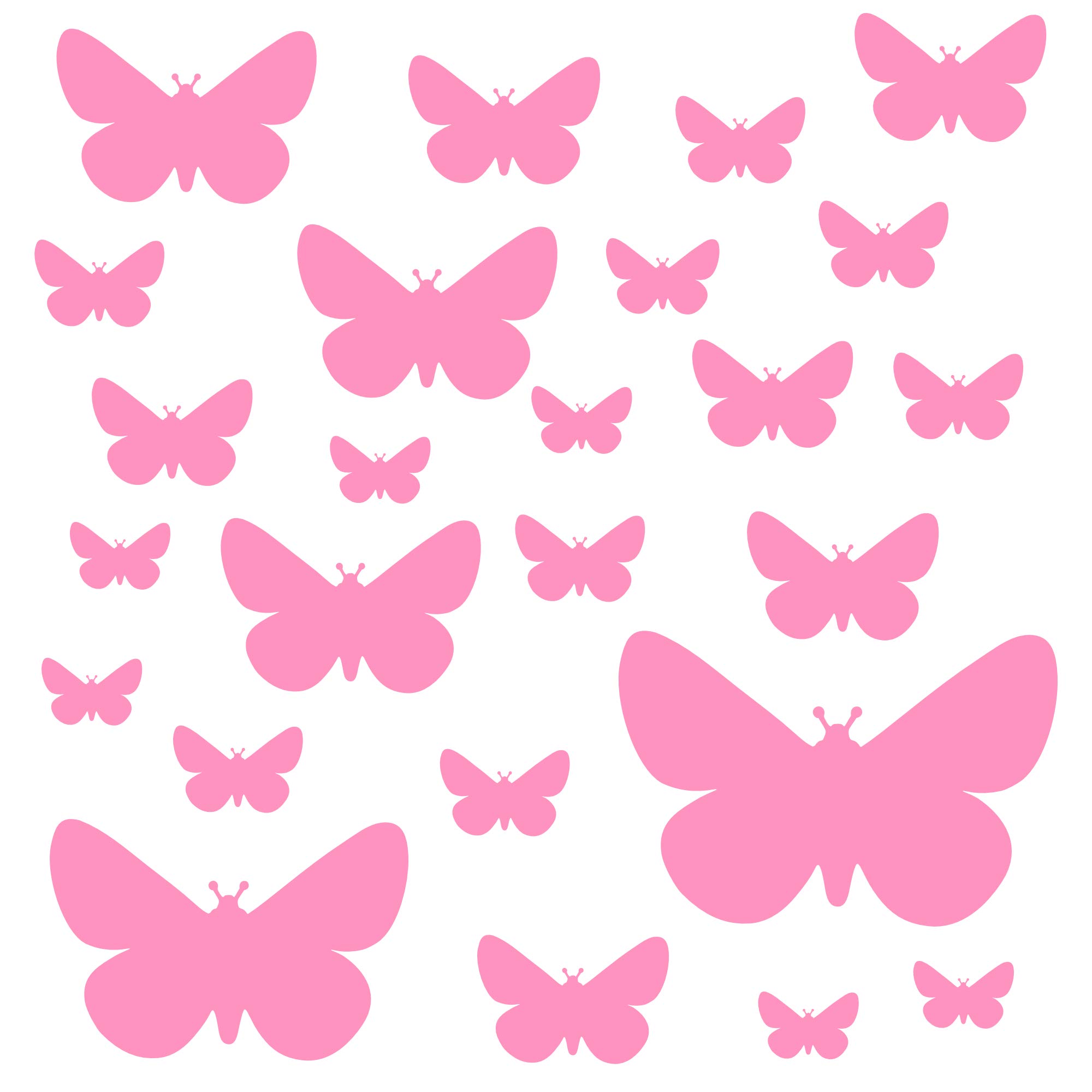 PREMYO Set of 25 Butterfly Wall Stickers Kids - Nursery Decor Easy to Apply - Decals for Bedrooms for Girls Rose Pink