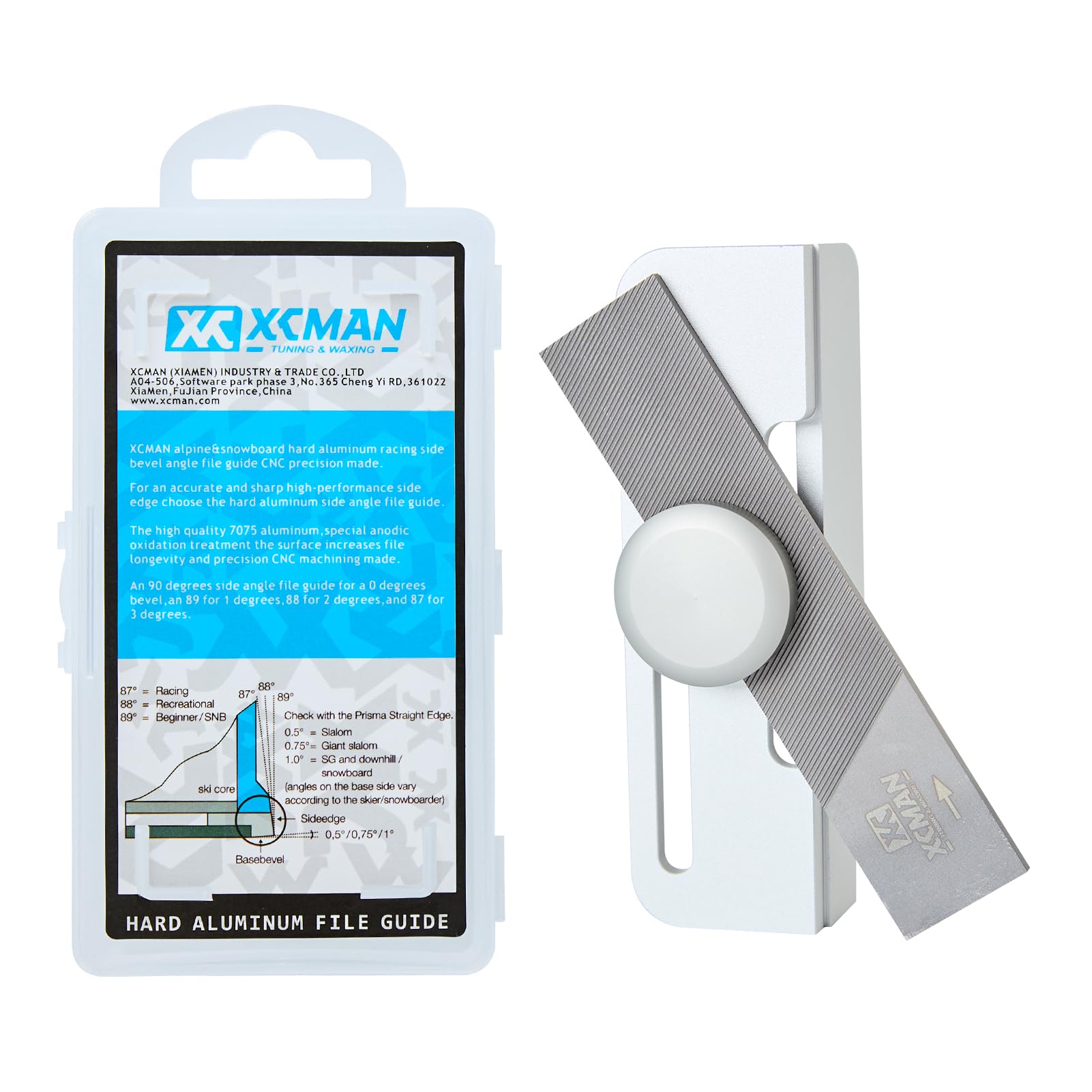 XCMAN Alpine Ski Snowboard Hard Aluminum Racing Side Edge Bevel Angle File Guide CNC made with Clamp Device-3°