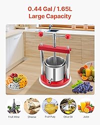 VEVOR 0.44 Gal/1.65L Fruit Wine Press, 2 Stainless