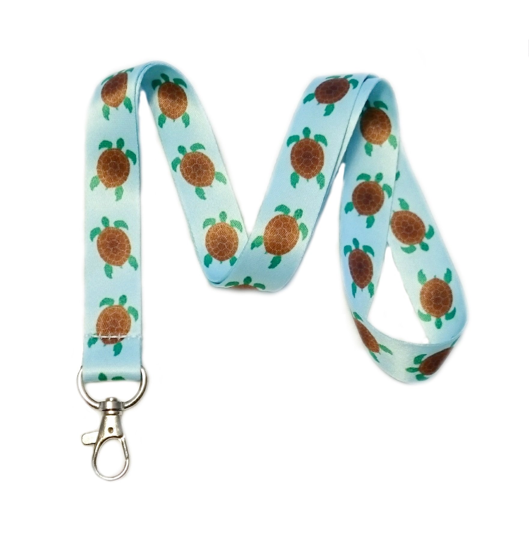 Sea Turtle Print Lanyard Key Chain Id Badge Holder