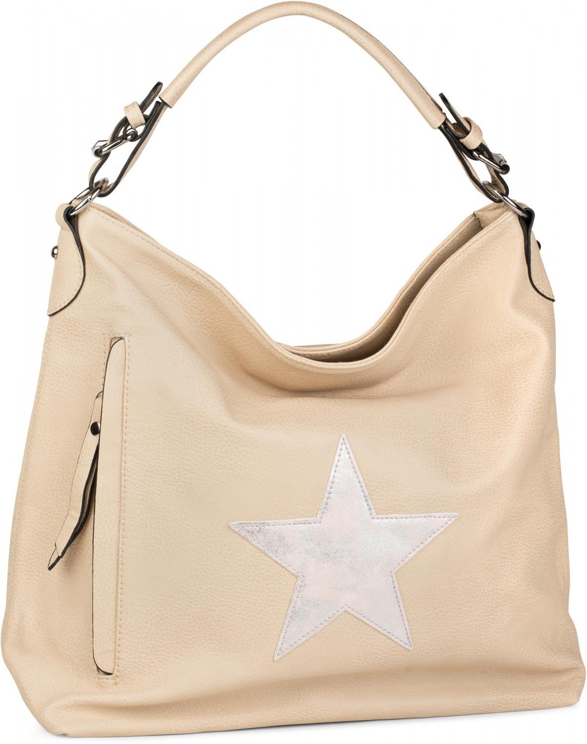 styleBREAKER vintage look shopper handbag with star, sling bag, shoulder bag, ladies 02012076, Colour:Light Brown