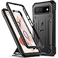 Poetic Revolution Case Compatible with Pixel 6 5G, Full Body Rugged Shockproof Protective Cover Case with Kickstand, Built-in Screen Protector Work with Fingerprint ID, Black