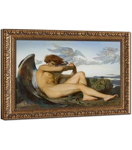 Amazon.com: Fallen Angel 24x18 Black Ornate Wood Framed Canvas Art