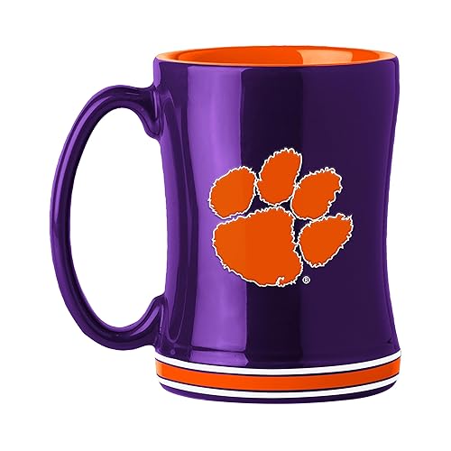 Logo Brands NCAA Clemson Tigers 14oz Ceramic Relief Coffee Mug - Officially Licensed Mug, Sculpted 3D Logo and Team Colors – Comfortable Handle and Glossy Finish for College Sports Fans