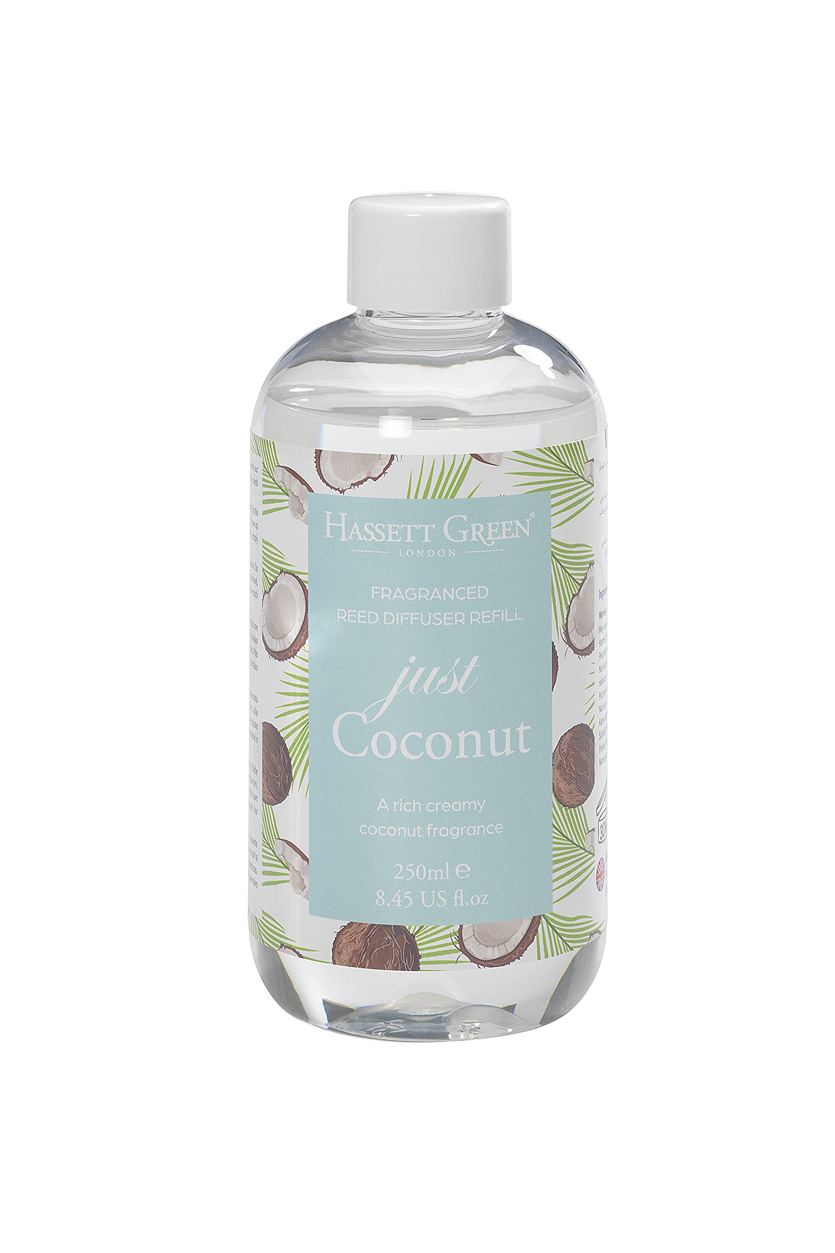 Hassett Green London - Just Coconut - Fragrance Oil Reed Diffuser Refill - Larger Size 250ml Bottle — image 1