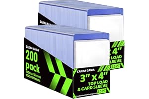 CAKKAGAMA 400 PCS Card Sleeves Top Loaders for Cards, Hard Plastic Toploaders, Baseball Trading Card Holder Protectors (200 Toploaders + 200 Sleeves)