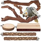 Parrot Perch Bird Perch Stand Set Natural Wild Wood Grape Sticks Paw Grinding Fork Parakeet Climbing Standing Branches Toys C