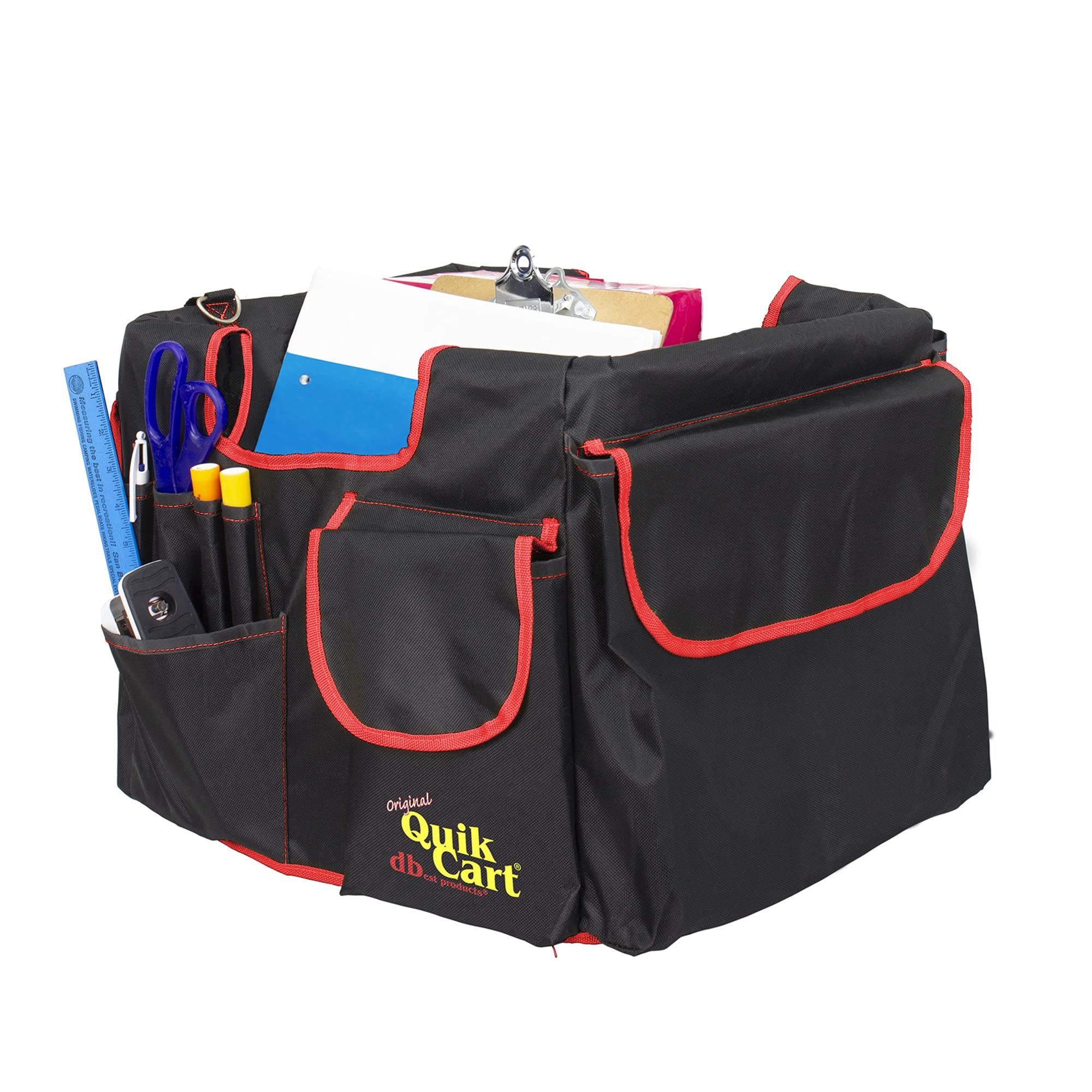 dbest products Quik Cart Pockets Caddy Organizer Teacher Tote Mobile Tool Storage Fabric Cover Bag, Black