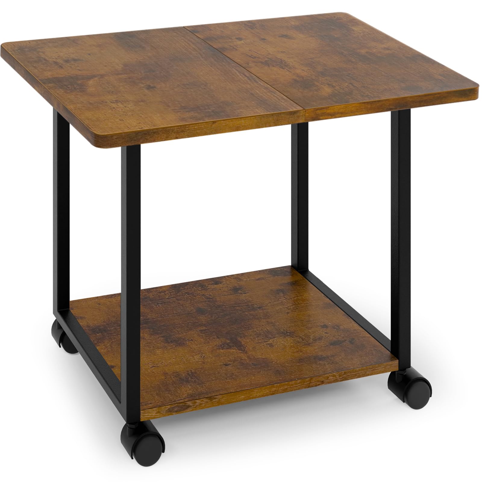 Photo 1 of MARTY 22"x15.75" Large Under Desk Printer Stand with Storage Shelf 2-Tier Rolling Printer Cart with Wheels Printer Table for Home Office Heavy Duty Storage Rack for Scanner Fax Machine, Rustic Brown