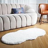 Latepis White Fluffy Rug 2x4 Small Throw Area Accent Rugs Washable Faux Rabbit Fur Shag Rug for Chair Couch Cover Floor Nursery Cute Rugs for Bederoom