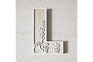 Wooden Letters, 26 Small Letter for Wall Decoration, English or Character &, Boho Wood Alphabet Decor, Flowered Paintable Nam