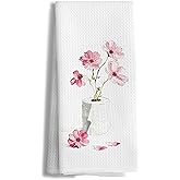 efgthyjdh065 Pink Floral Decorative Bathroom Hand Towels, Floral Bathroom Decor, Cottagecore Pink Flower Botanical Hand Towels for Toilet Washroom Restroom, 16x24 Inch