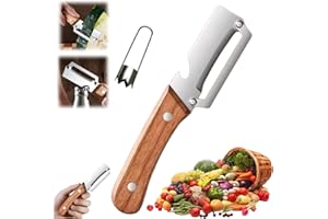 Zero-snag Peeler with Wooden Handle and Bottle Opener 2-in-1 Stainless Steel Vegetable Peeler for Fruit, Apple, Potato, Pumpk