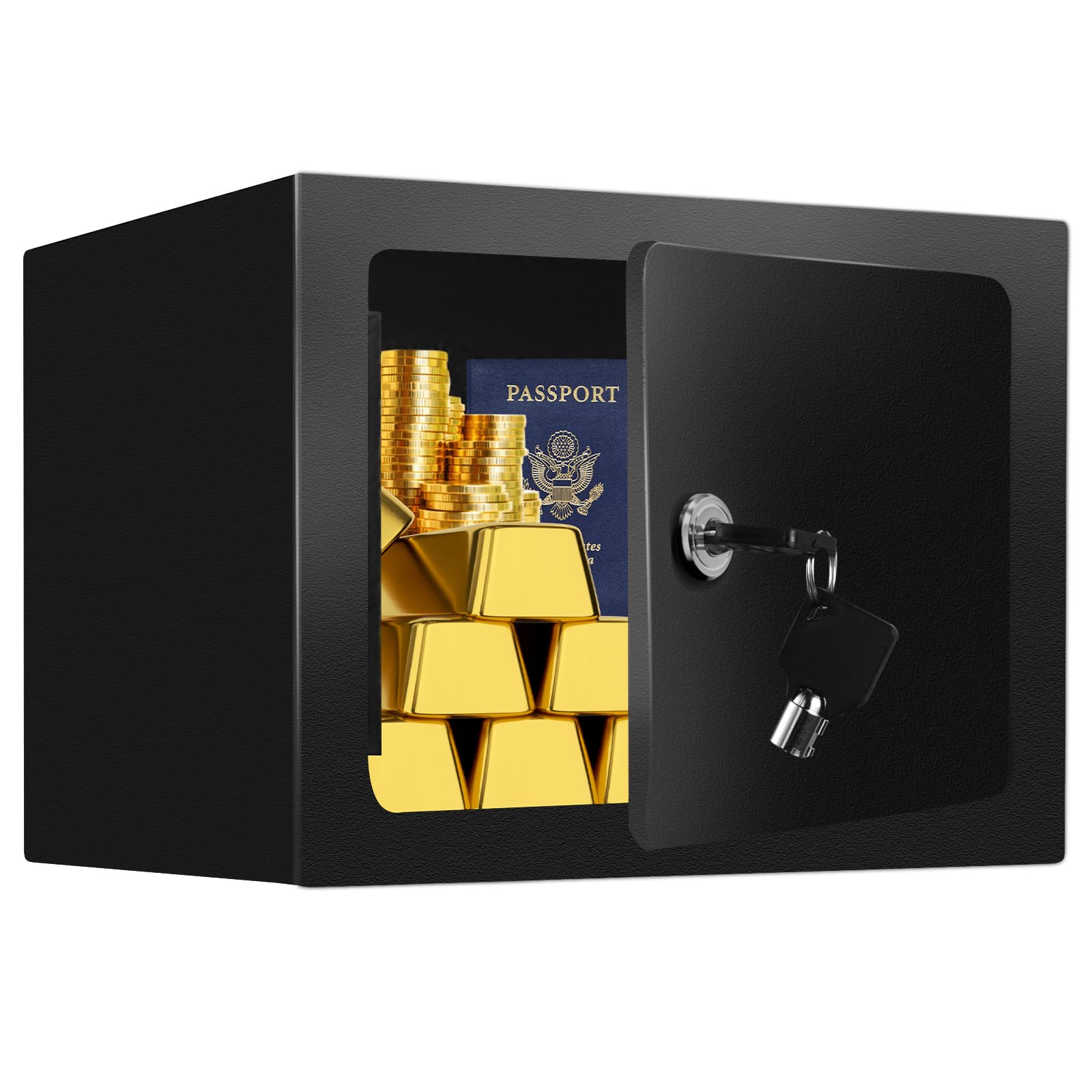 Photo 1 of ***NO KEY*** 0.23 Cub Small Safes for Home, Steel Security Lock Box with Spare Keys and Anchor Design, Hidden Safe Box for Money Medicine Valuables 