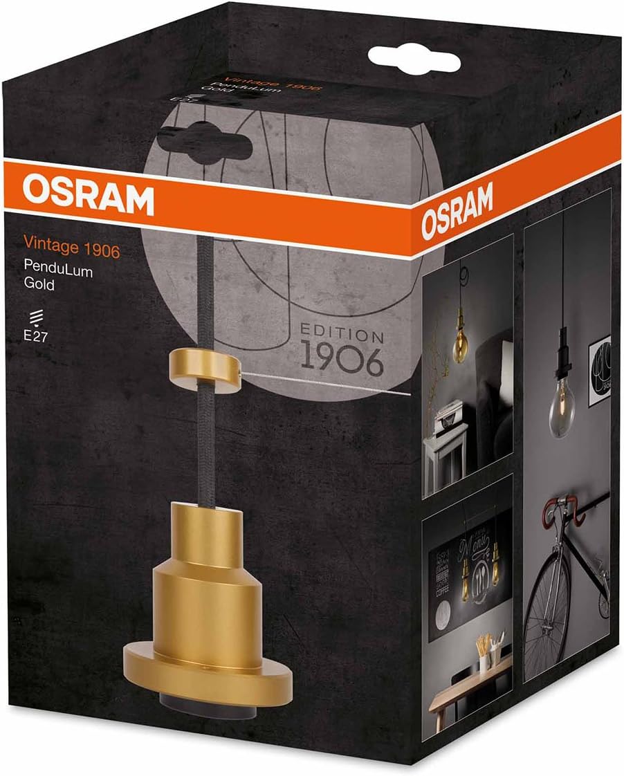Osram Vintage Edition 1906 Pendulum Gold E27 Fassung Deckenleuchte Flexibles Zugseilsystem P20 Gehause Aus Aluminium Amazon De Beleuchtung