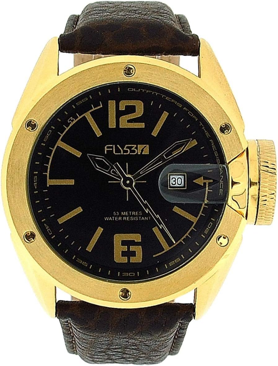 Fly53.05 Gents Analogue Padded Textured Brown Leather Strap Sports-Casual Watch