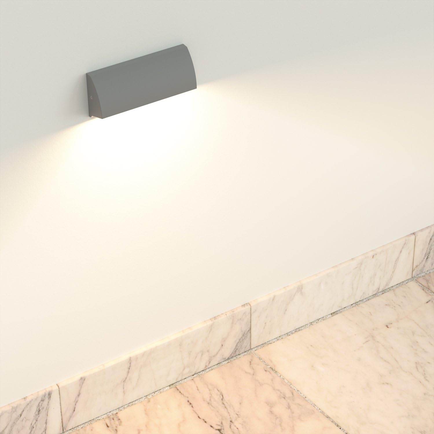 ledscom.de LED wall Light/Staircase Light SEGIN for Outdoors IP54, Flat, Downlight, Grey matt, Angular, 3.8 W, 265lm, Warm White - Image 4
