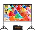 Projector Screen and Stand, Towond 120 inch Portable Movie Screen Indoor Outdoor 16:9 4K HD Front Rear Projection Screen with Carry Bag Wrinkle-Free and Foldable Design for Home Theater