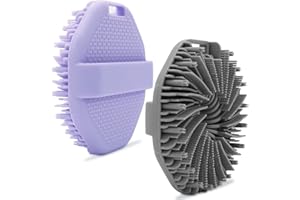 CAMENDE 2-Pack Silicone Body Scrubber Shower Brushes,Exfoliating Body Scrubber for All Skin Type, Eco Friendly Shower Scrubber for Body, Silicone Body Brush for Showering (Gray & Purple)