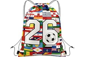 World 2026 Cup Drawstring Bags, Football Gifts for Boys & Adults, Swim, Gym, Sports & Travel, Flags Pattern Portable National