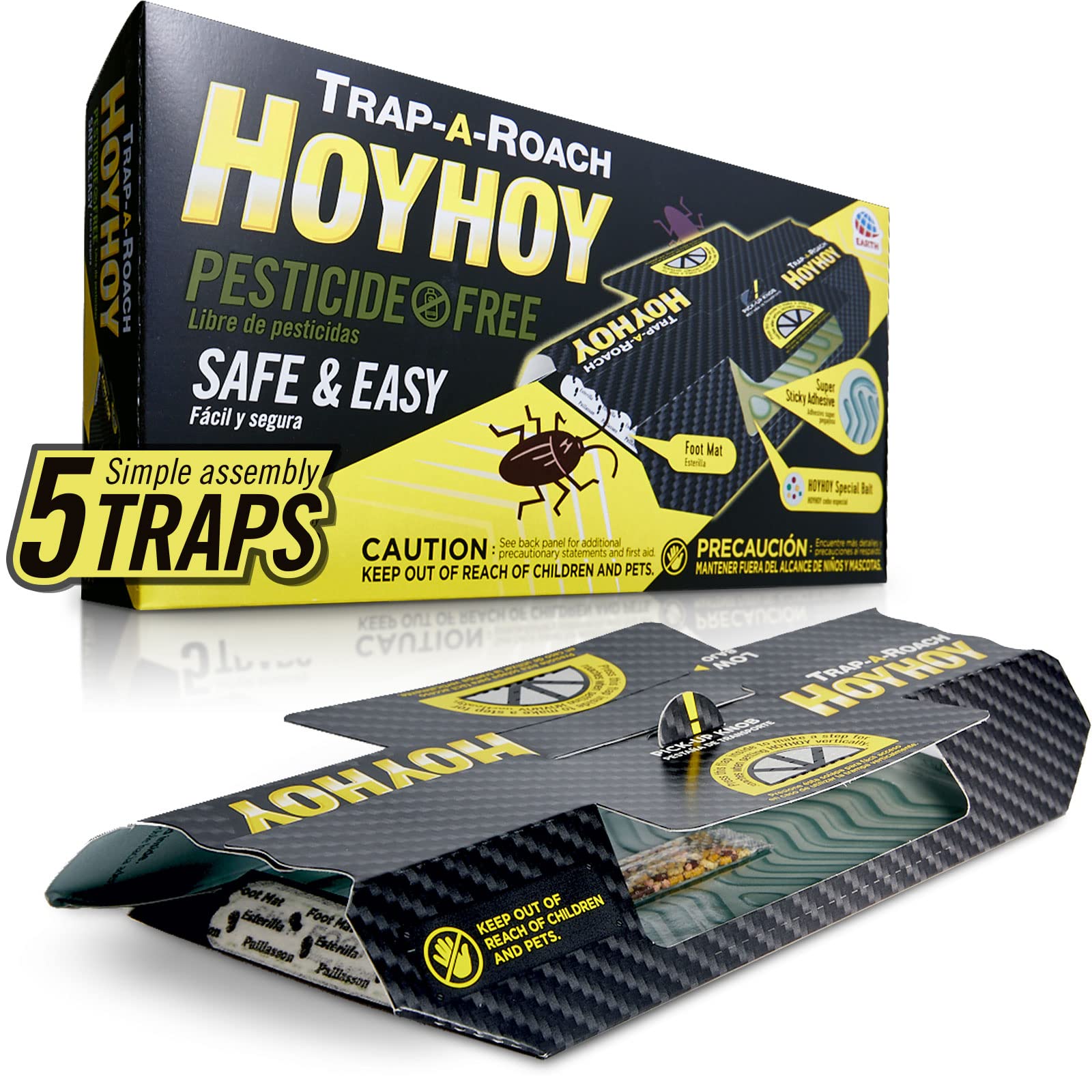 Photo 1 of ***MISSING PIECES*** HOY HOY Trap A Roach - Bait Glue Traps, Great for Home with Kids & Pets Indoor, Sticky Pest Control Trap, Roach Killer, Made in Japan 5 Traps