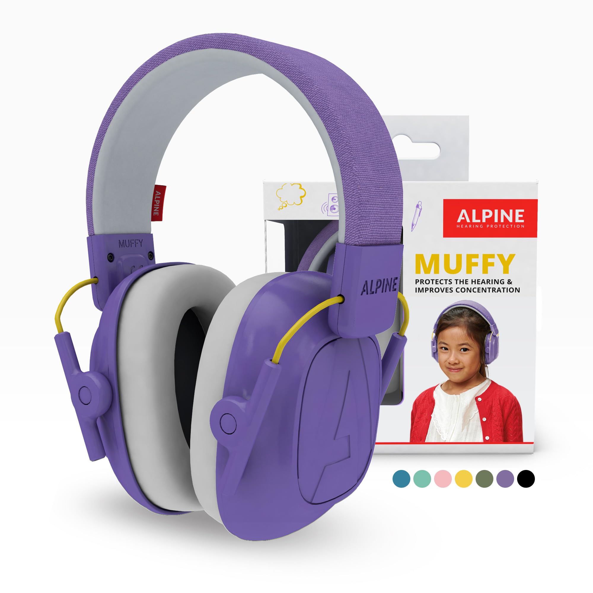 Alpine Muffy Kids Ear Defenders Children aged up to 16 – CE & UKCA Certified – 25 dB Noise Cancelling Headphone for Autism, Sensory Aid – Premium Hearing Protection with Adjustable Headband – Purple