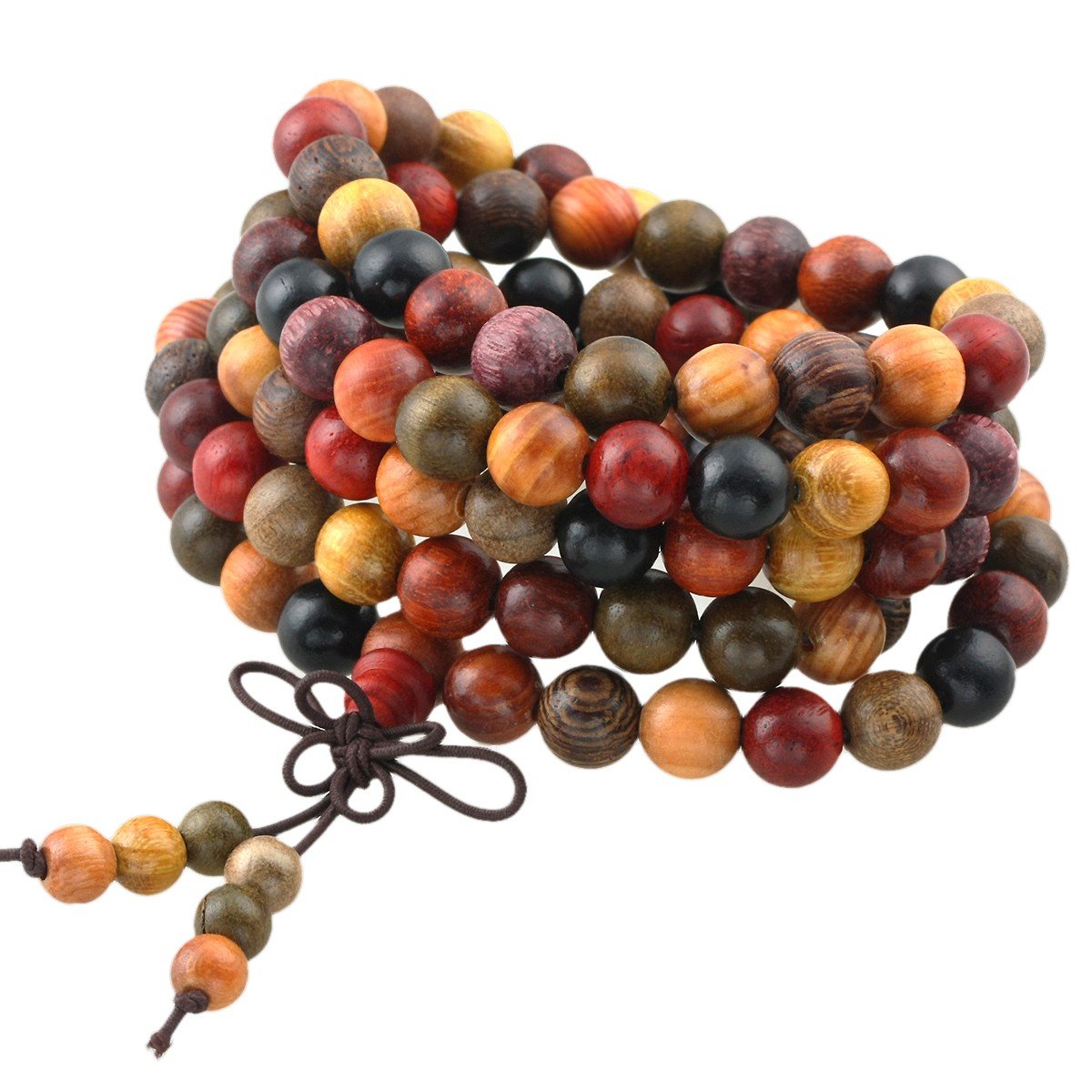 Shanxing 8mm Natural Mixed Wood 108 Prayer Beads Mala Wrap Bracelet for Men Women, Buddha Meditation Worry Beads Bracelet Tibetan Buddhist Buddhism Jewellery Gift Reiki Good Luck Wooden Bead Necklace