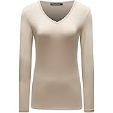 OThread & Co. Women's Long Sleeve T-Shirt V-Neck Basic Layer Stretchy Shirts