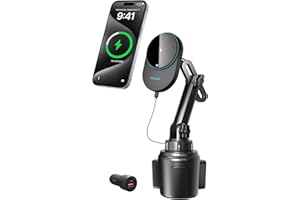 Miracase for Magsafe Car Mount Charger, 15W Fast Charging Cup Holder Phone Holder Wireless Magnetic Charger with Heat Dissipation System Only Fit iPhone 16/15/14/13/12 Series