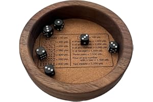 Farkle Dice Tray, Farkle Classic Dice Game with Tray, Wooden Dice Rolling Tray, Funny Dice Board Games with 6 Dices, Games fo