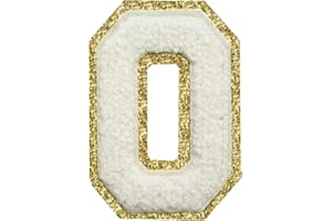 LYVUR Letter Patches Iron on 3Pcs Chenille Letters for Jackets Varsity Letters Patches Letterman Glitter Patches Iron on Letter White O