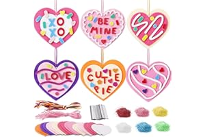 QOUBAI 500pcs Valentines Day Foam Hearts Craft Kits for Kids 36 Sets Valentine Foam DIY Craft kit for Kids Valentines Day Felt Craft in Bulk Exchange Gift for Classroom Supplies Decoration